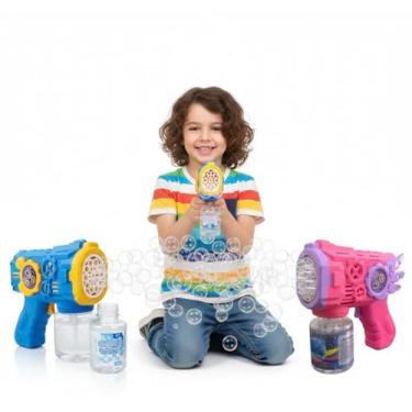 Imagem de Máquina Automática de Bolhas de Sabão Infantil – Brinquedo Lança Bolhas Colorido 50ml | 3 Cores Aleatórias | Diversão ao Ar Livre – Presente para Crianças