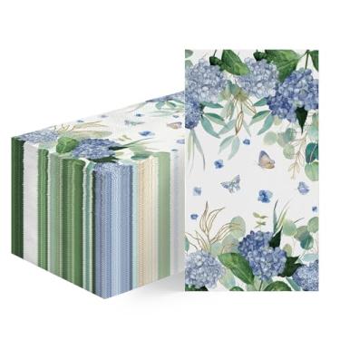 Imagem de Horaldaily 100 guardanapos decorativos de papel descartáveis de primavera verão, toalha de mão de hortênsia para festa, almoço, jantar, cozinha, banheiro, decoração