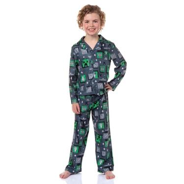 Imagem de Pijama masculino Minecraft Digital Creeper de 2 peças (EUA, numérico, 12, regular, cinza)