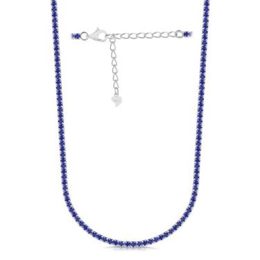 Imagem de Gargantilha Riviera Zircônias 2.00Mm Safira Em Prata 925