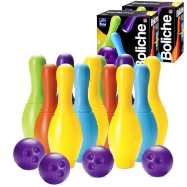 Imagem de Jogos de Boliche na Caixa p/ Crianças 12 Pinos 4 Bolas Roma, Jogo de B