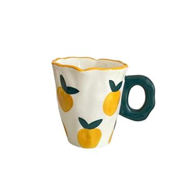 Imagem de Caneca de cerâmica espremida à mão copo de água com leite pintado à mão xícara de café caneca criativa de café da manhã caneca de café para casal