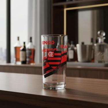 Imagem de Copo vidro 300ml times - flamengo - BRASFOOT