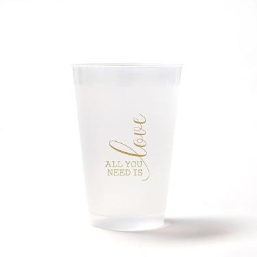 Imagem de ForYourParty.com All You Need Is Love Copos de festa foscos de 400 ml - Ouro, conjunto de 8