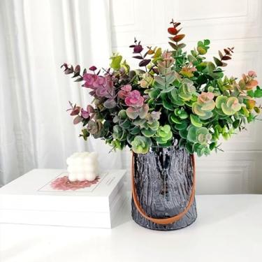 Imagem de Planta falsa de eucalipto espesso, vegetação artificial realista para decoração de mesa, planta falsa eterna (verde)