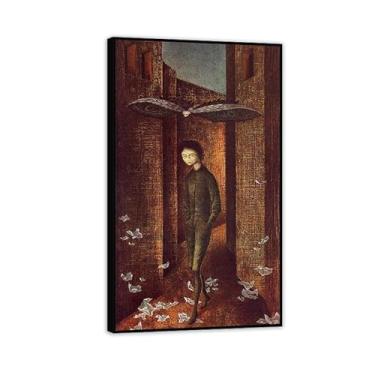 Imagem de SDYJ6GSW Remedios Varo pintura em tela menino e borboleta pôster Remedios Varo decoração de casa surrealismo imagem de arte de parede para sala de estar quarto banheiro decoração de parede 40x70 cm