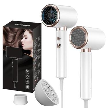 Imagem de Secador de Cabelo Profissional 127V 2000W Turbo Ionic Silenciosoc com Difusor Pequeno Portátil para Viagens (127+Difusor)