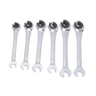 Imagem de Sanpyl Conjunto de Chave de Porca de Catraca Aberta Durável para Linhas de Combustível de Freio 6 Peças 10-17mm Comprimento 6-8,5 pol. para Oficina de Garagem Mecânica