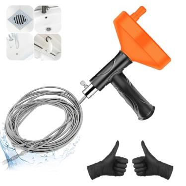 Imagem de Trado de cobra de drenagem de 33 pés, ferramenta de remoção de entupimento de cabelo de drenagem de cobra de encanamento, ferramenta de limpeza de ralo de desentupidor de pia para banheiro cozinha