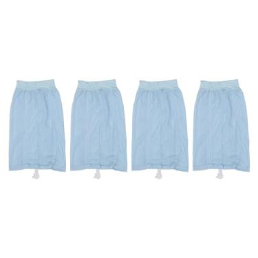 Imagem de SIWOTED 4 peças de chapéu de rede de cabelo com cordão ajustável alça lavável e reutilizável boné de rede para secar cabelos cacheados (Azul)