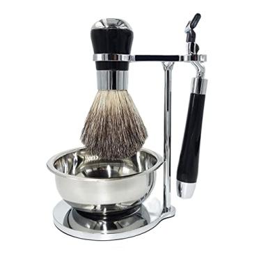 Imagem de Magyfosia Kit de barbear masculino Preminum, navalha de segurança de lâmina tripla, kit de escova de barbear e tigela, conjunto de cuidados pessoais, presente de aniversário para ele