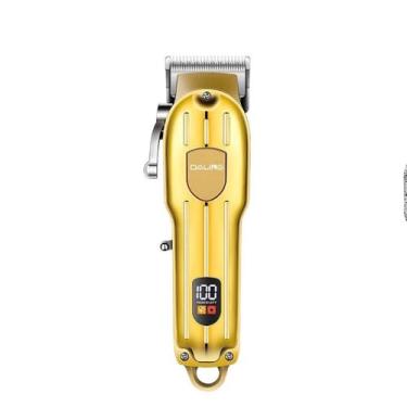 Imagem de Máquina de Cortar Cabelo e Aparar Barba Profissional, Lâminas de Aço Inoxidável, Dourado, USB, 18x4,5cm, 2600mAh, 5 Ajustes, 0,5-12mm