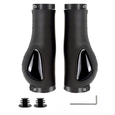 Imagem de Punhos de guidão de bicicleta, design ergonômico opcional, trava dupla de alumínio, alças de mountain bike, MTB BMX Downhill dobráveis para bicicletas urbanas, pegas de scooter (preto)