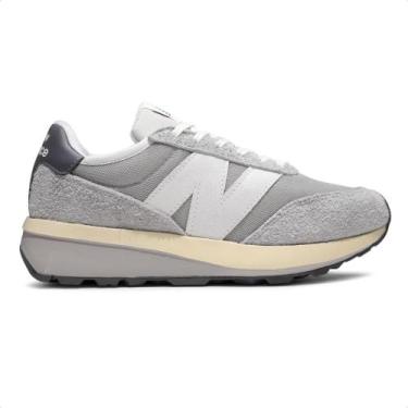 Imagem de Tênis New Balance 370v1 Unissex, Cinza, Branco, 39