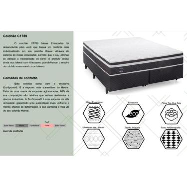 Imagem de Conjunto Box Solteiro: Colchão Molas Herval Ensacadas C1789 + Base Crc Suede Gray (88x188)