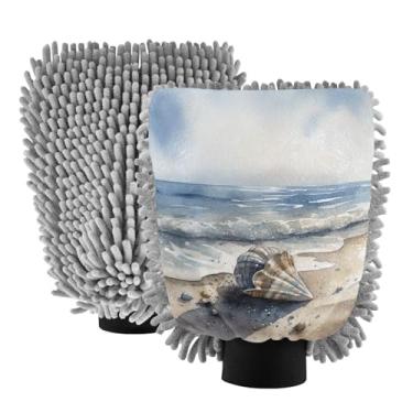 Imagem de ODAWA Luva de lavagem de carro microfibra chenille, luvas de lavagem de carro concha de praia para canhão de espuma, pacote com 2, 18 cm x 26 cm