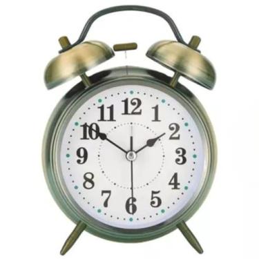 Imagem de Relógio Despertador de Cabeceira e Mesa Analógico Vintage Retro Clássico com LED - Design Antigo para Quarto, Escritório e Ambientes Decorativos (Bronze)