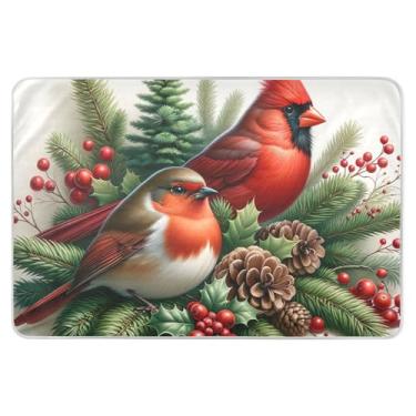 Imagem de Festive Birds Almofadas de colchão de pinheiro para incontinência à prova d'água para crianças, protetor de cama de 86 cm x 132 cm, à prova d'água