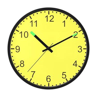 Imagem de ODAWA Relógio de parede amarelo lua, legível, noturno, relógio de parede de 30 cm, sem tique-taque para sala de estar, cozinha, banheiro
