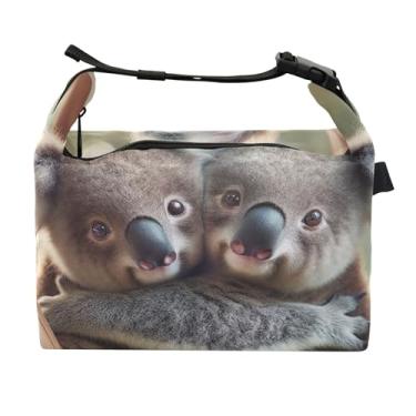Imagem de TSENQUE Lancheira fofa de urso coala para mulheres, lancheira com alça de ombro para trabalho, trabalho, linda bolsa com isolamento floral para adultos