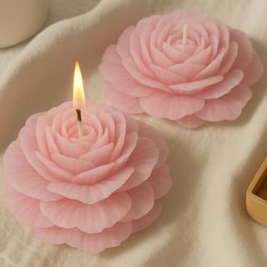 Imagem de Vela Flor Rosa Peônia 100g Kit 10 Unidades Premium Eventos Decoração Lembrancinhas Romântica (Rosa)