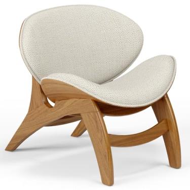 Imagem de Poltrona Decorativa Orgânica Sala Living Kadosh L02 Linho Champagne - Lyam Decor