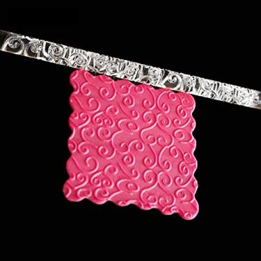 Imagem de GLOGLOW Rolo de Massa de Acrílico Com 28 Padrões, Material Compatível Com FDA, Aderência Confortável, 16 X 1 Cm, Leve para Produtos de Panificação de Massa e Pastelaria (52008 flor videira)