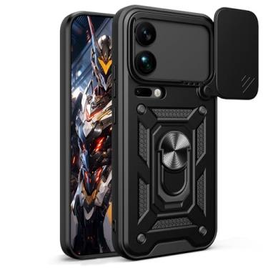 Imagem de Ysnzaq Capa para Xiaomi 17 Pro Max com suporte magnético, capa protetora resistente à prova de choque de grau militar com protetor de lente de câmera deslizante para Xiaomi 17 Pro Max 5G SJ preta