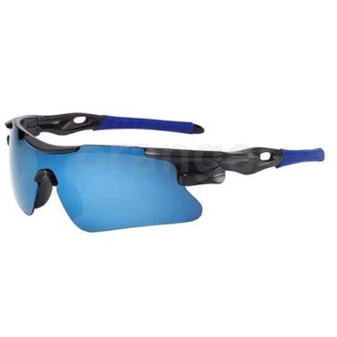 Imagem de Óculos De Sol Esportivos Coloridos Unissex, Lente Com Proteção UV 400 Ciclismo Atividades Ao Ar Livre (Azul com Hastes Pretas)