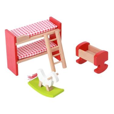 Imagem de simhoa Conjunto de Móveis de Madeira para Casa de Bonecas em Miniatura, Kit de Simulação de Micro Paisagem, Decoração Clássica, Presente de Aniversário para, Quarto Infantil