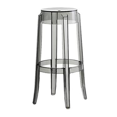 Imagem de Cadeira de jantar de cozinha acrílica, opções de várias cores, cadeiras de bar transparentes, cadeira de destaque, bancos de altura de balcão de simplicidade moderna - cinza 76 cm