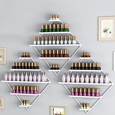Imagem de Prateleiras de metal de armazenamento de esmaltes de parede de 5 camadas de metal para parede, suporte de exibição de esmalte de unha, prateleira de combinação de perfume de óleo essencial para salão