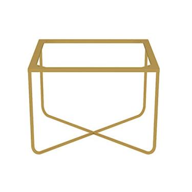 Imagem de Pernas quadradas de mesa de metal, pés de suporte de banco industrial pesado, base de mesa de restaurante, para pernas de mesa de computador de café, escritório (dourado 70 x 70 x 43 cm)