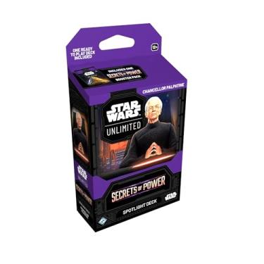 Imagem de Asmodee Baralho Star Wars: Unlimited TCG Secrets of Power Chancellor Palpatine Spotlight - Baralho pré-construído com 50 cartas pronto para jogar com booster, para maiores de 12 anos, 2 ou mais
