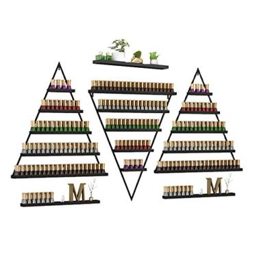 Imagem de Prateleira de metal para esmalte de parede, prateleira de esmalte de metal, 5 camadas, prateleira de exibição de óleo essencial, loja de salão de unhas, ferro para pendurar na parede, triângulo
