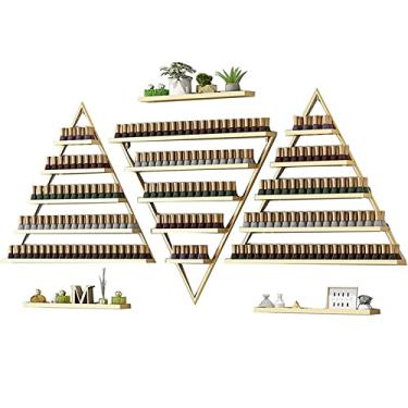 Imagem de Prateleiras de metal para armazenamento de esmaltes de parede de metal para esmaltes de unhas de metal para exibição de óleo essencial, suporte triangular de 6 peças, suporte de esmalte de metal