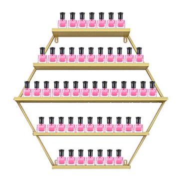 Imagem de Prateleiras de metal para armazenamento de esmaltes de parede, prateleira de esmalte de metal montada na parede e suporte de óleo essencial, usado em salão de beleza, perfume doméstico/cosméticos