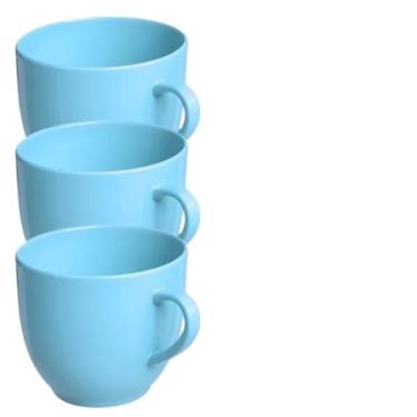 Imagem de Jogo 6 3 Xicaras de Café Chá Porcelana 170 ml (sem pires) - Rosa Amarela Branco Preto Chicara Xicara (Xicara Azul 3 un)