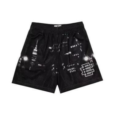 Imagem de Bermuda De Basquete Masculina Preta Com Estampa Em Malha EE NEW YORK C