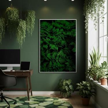 Imagem de Quadro Decorativo Folhagem Silvestre 70X50Cm Mold Branca - Quadros On-