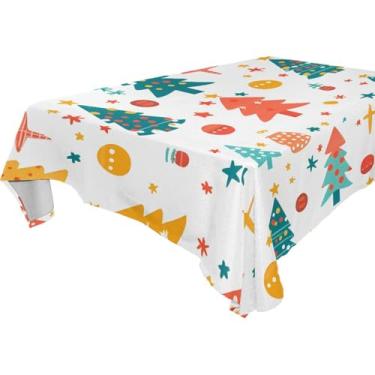 Imagem de Blueangle Toalha de mesa para árvore de Natal – Toalha de mesa quadrada de poliéster impermeável e resistente a manchas para ambientes internos e externos, 137 x 137 cm (275)