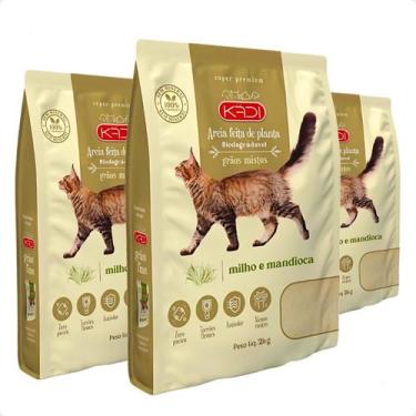 Imagem de Combo 3 Areia Higiênica Biodegradável Grãos Mistos Gatos Kadi 2kg