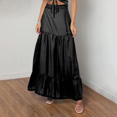 Imagem de Saia susie chiffon três marias feminino - Susie Modas, Preto, G, 10 un
