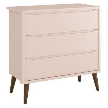 Imagem de Cômoda Gaveteiro Infantil Theo Rosa com Pés Amadeirados - Reller