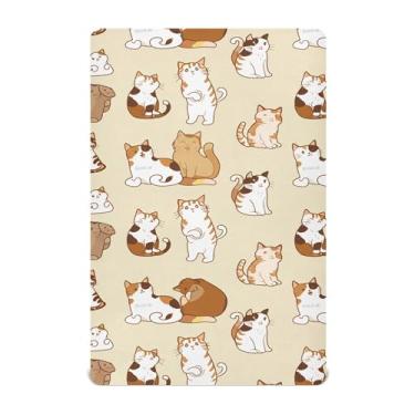 Imagem de SEHANY Lençóis de berço de gatos fofos para meninos e meninas, macio, respirável, elástico, lençol com elástico padrão para bebês de 71 x 132 cm