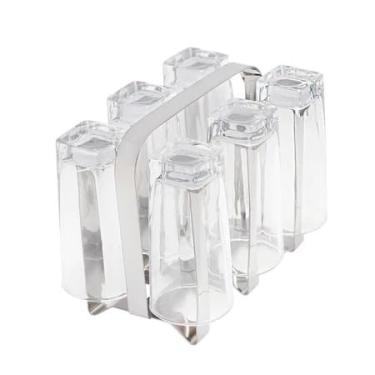 Imagem de Porta Copos em Aço Inox 6 Posições Escorredor de Copos para Cozinha Pia e Mesa com Design Prático