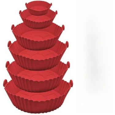 Imagem de Kit 6 Formas de Silicone para Air Fryer | Moldes Antiaderentes em Tamanhos Diferentes | Acessório Reutilizável para Fritadeira Elétrica até 230°C(1kit/6-cinzento)