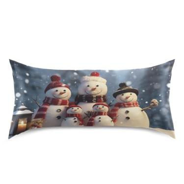 Imagem de Blueangle Fronha de cetim boneco de neve de Natal para cabelo e pele, fronha de seda, tamanho king (50,8 x 101,6 cm) - Capas de almofada de cetim com fecho de envelope (632)