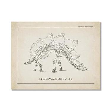 Imagem de Arte de parede de esqueleto de dinossauro vintage, paleontologia, pôsteres em tela, fósseis de dinossauro, impressões artísticas, esboços, fotos, decoração de quarto de menino (SKU9,20,3x30,5 cm = (20