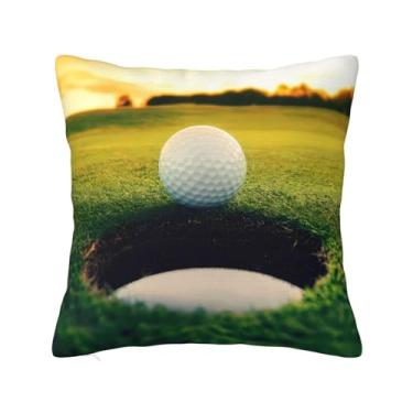 Imagem de Dujunex Capas de almofada de bola de golfe perto do buraco verde fronhas quadradas para decoração de casa macia cama sofá carro sala de estar 18x18 polegadas
